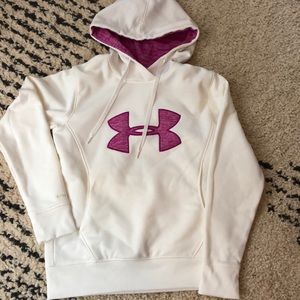 Under Armour cold gear hoodie in cream and magenta
